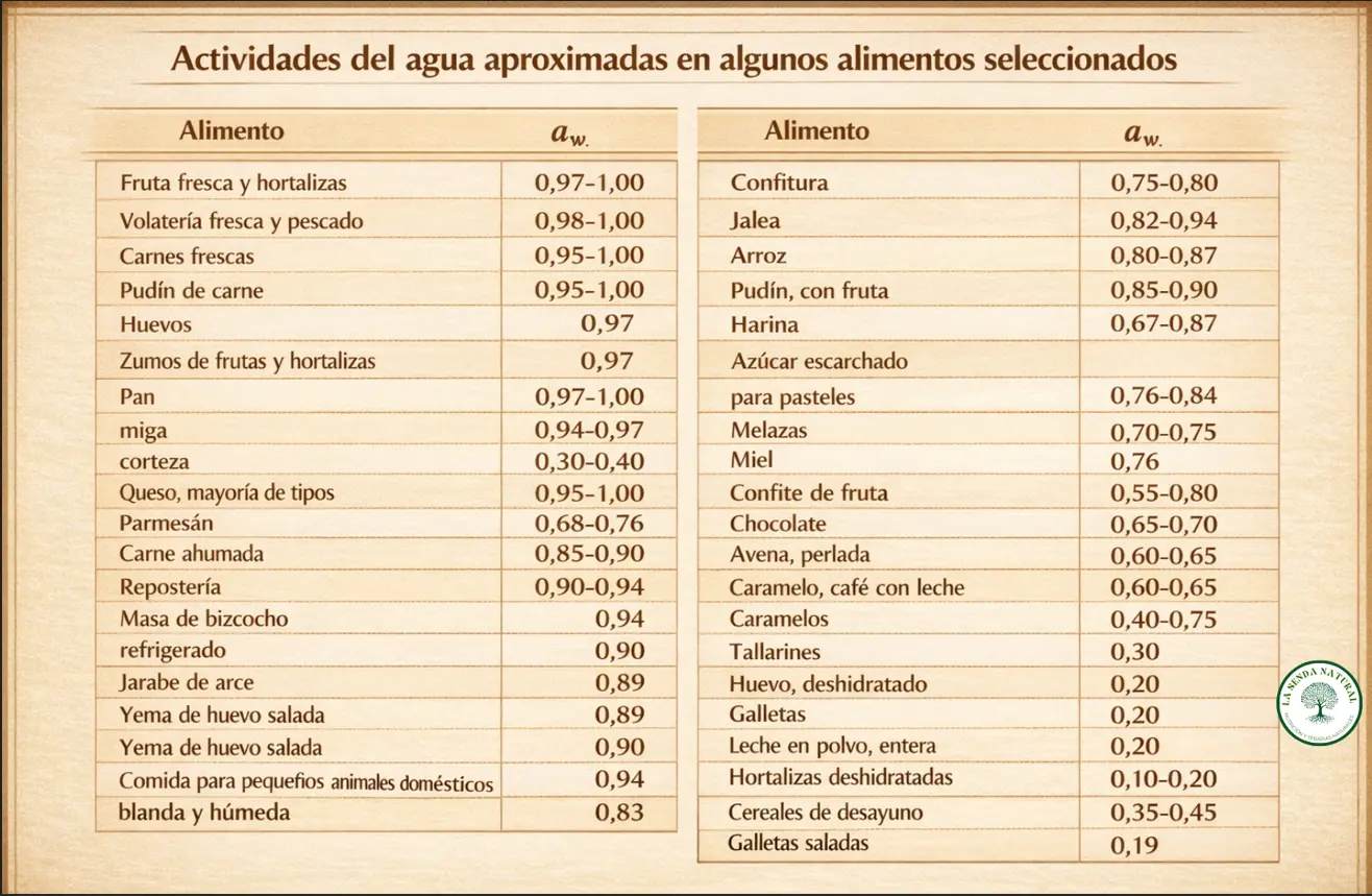 Actividad del agua en alimentos