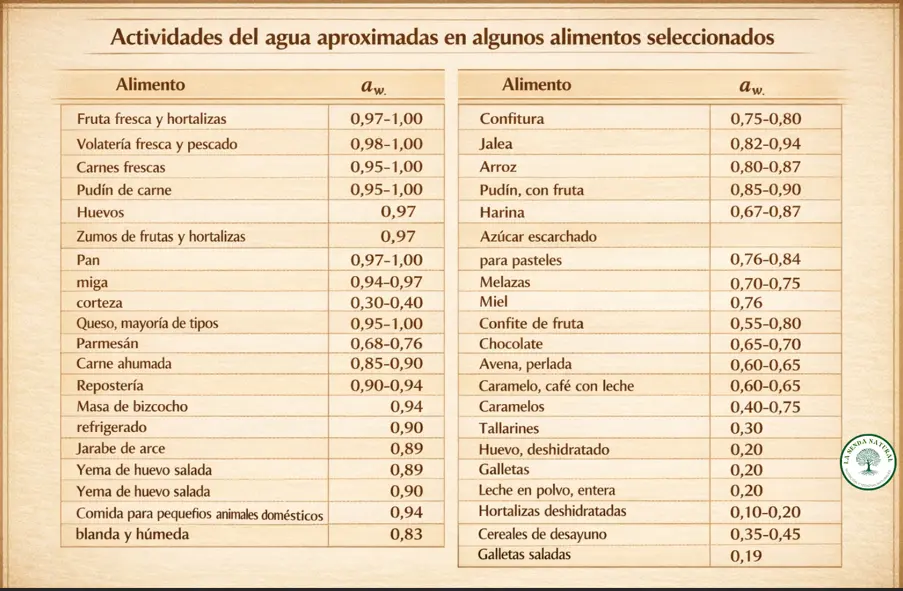 Actividad del agua en alimentos