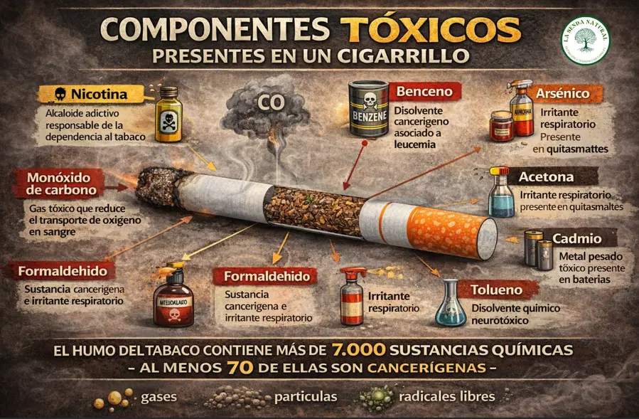 Componentes tóxicos en el cigarrillo