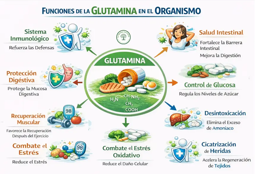 Funciones de la glutamina en el organismo