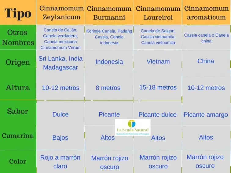 Tipos de canela
