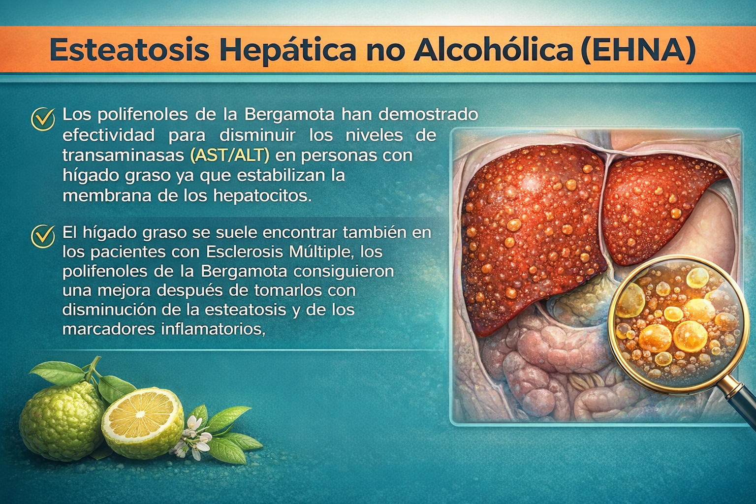 la bergamota previene el hígado graso no alcohólico