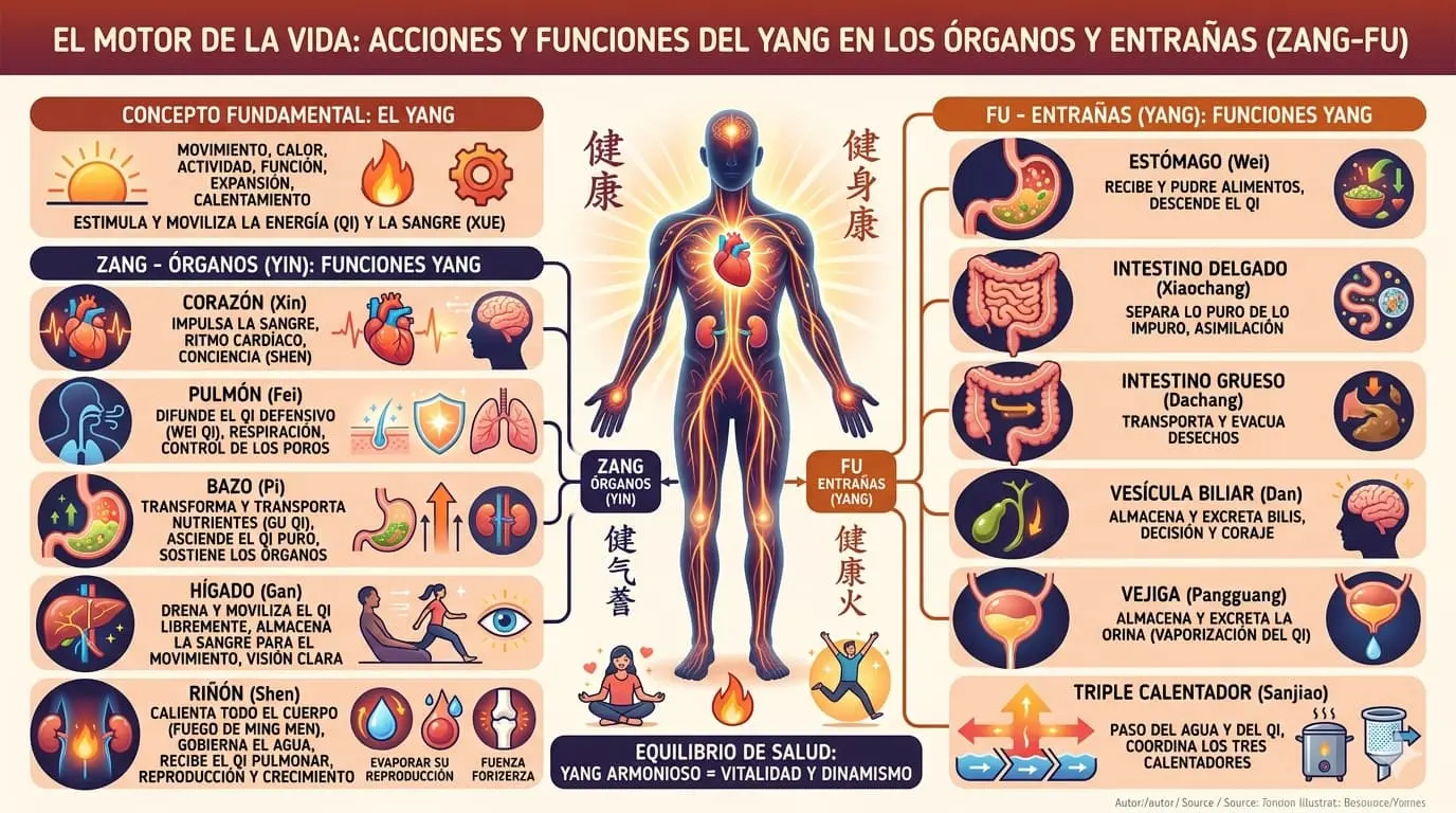 El motor de la vida, acciones y funciones del yang en los órganos y entrañas