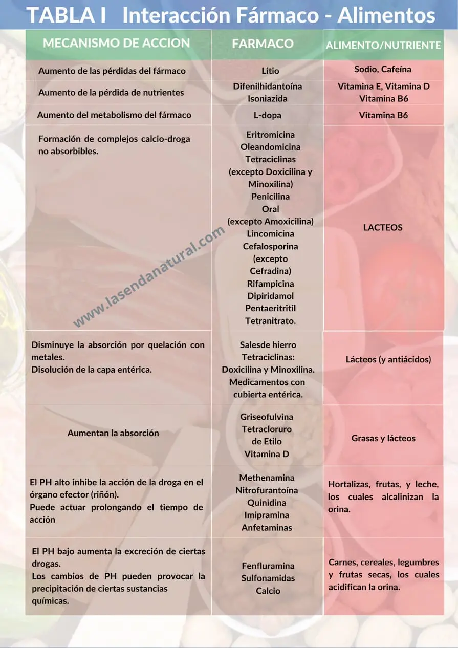 Interaccion fármaco y alimento