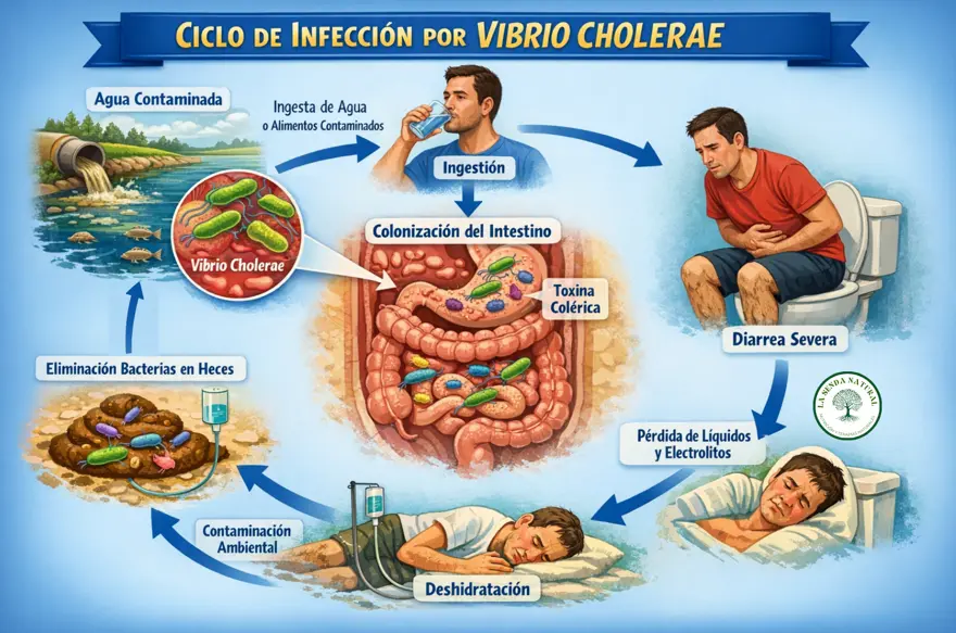 ciclo de infección por vibrio cholera