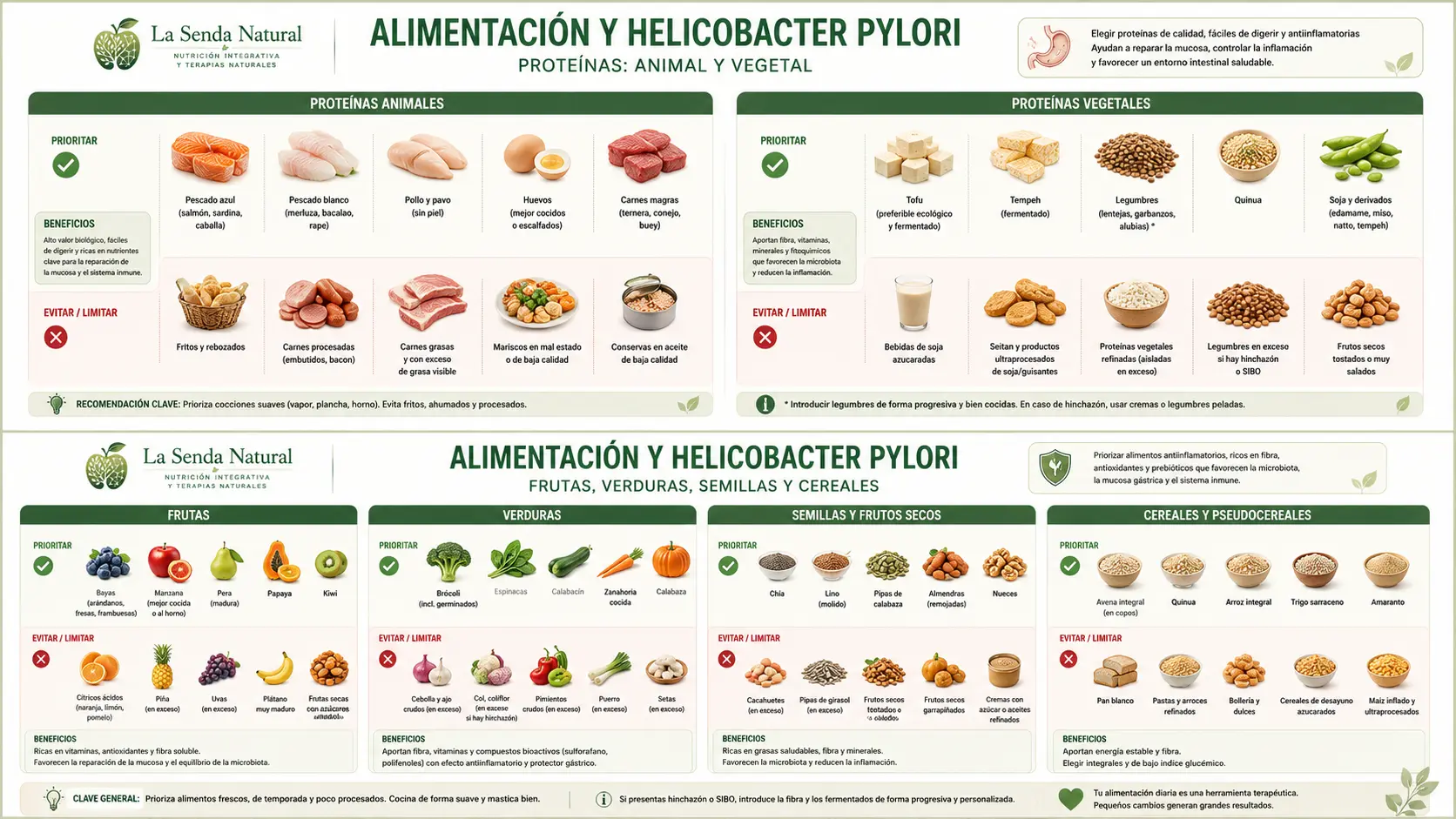 Alimentos para eliminar el Helicobacter pylori