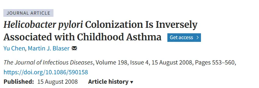 Helicobacter y menor riesgo de asma en niños