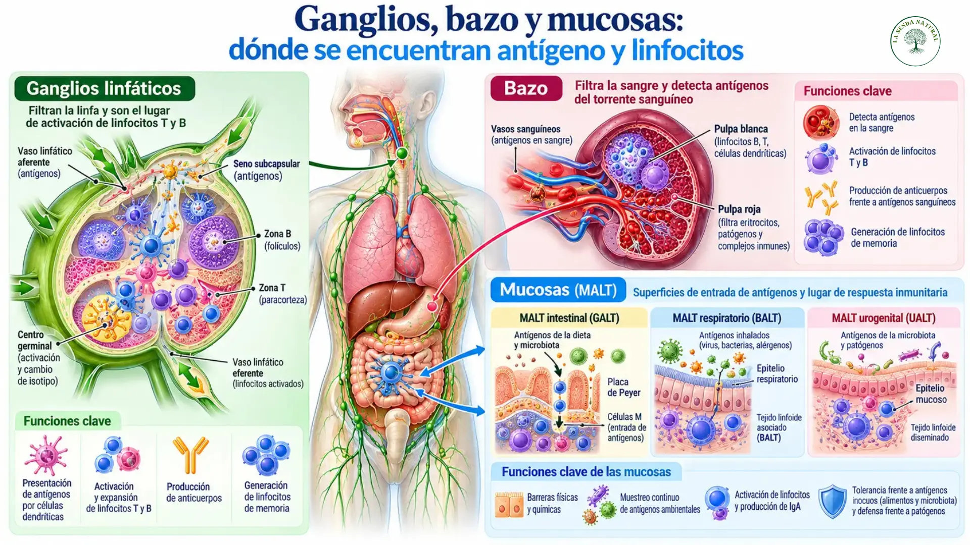 Cómo se activa y cómo se detiene una respuesta inmunitaria 4 Ganglios, bazo y mucosas inmunitarias
